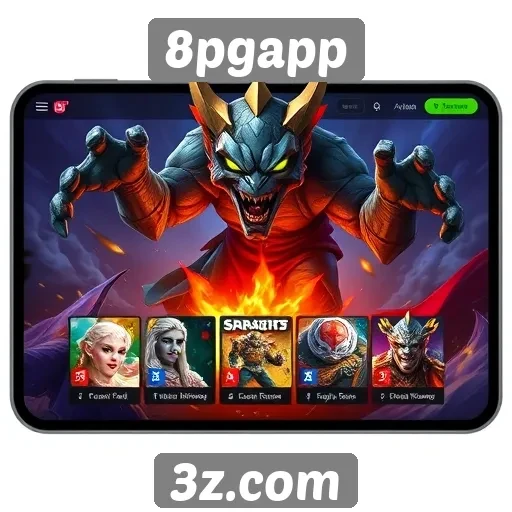 Navegação e design do site de jogos 8pgapp